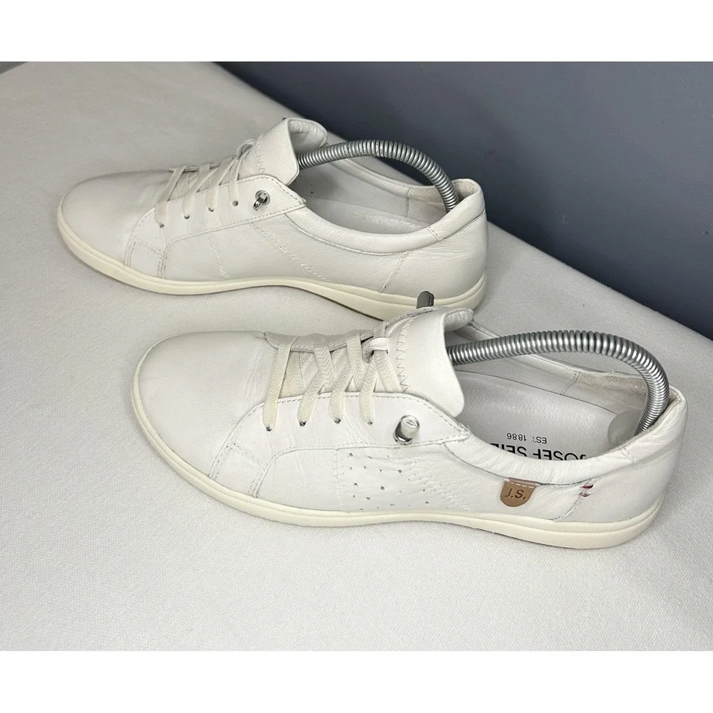 Josef Seibel 67701 Caren Shoes Women 10 41 White Leather Lace Up Comfort Sneaker